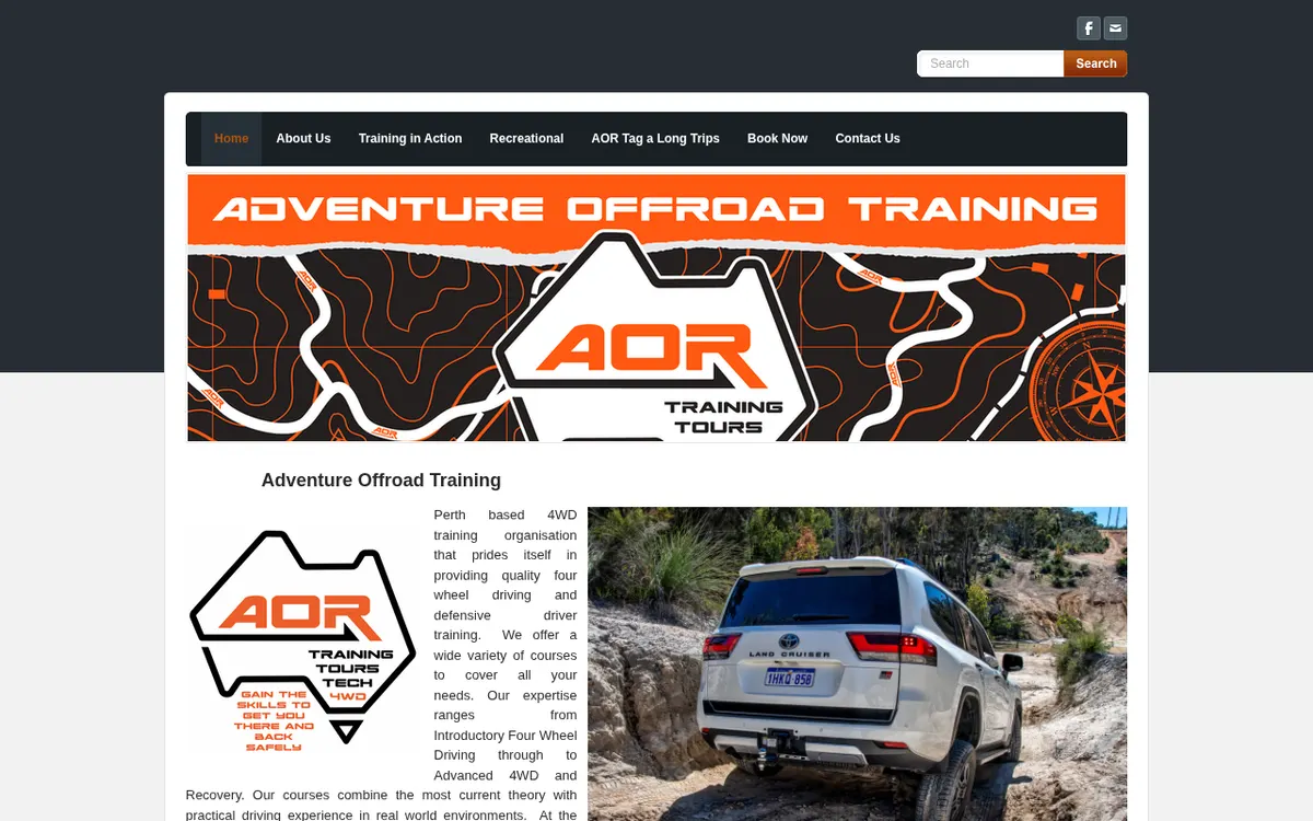 Adventure Offroad Training website before the Proudback rebuild